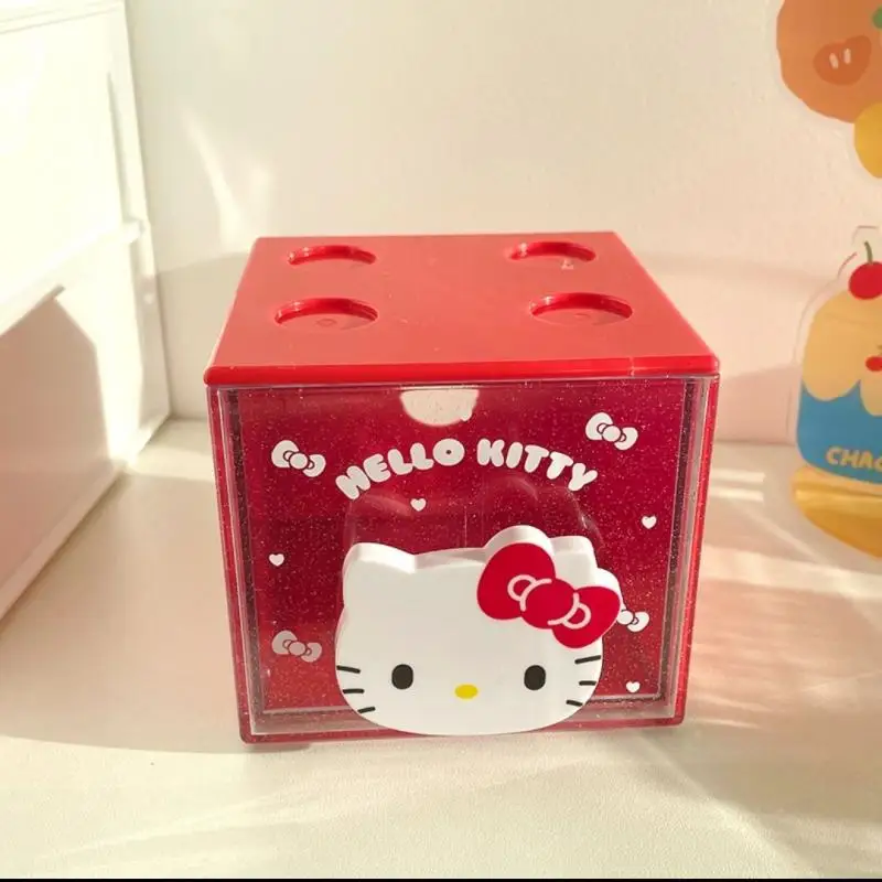 2024 Sanrio Storage Box Kawaii HelloKitty Kuromi Cinnamoroll Japanese New Cartoon Desktop Sorting Box Cute Girl Jewelry Box Gift