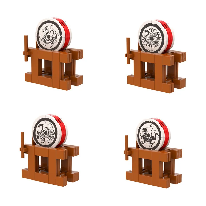 Moc Building Blocks Medieval Accessories Printed China Ancient Military Battle Figure War Drum Assembly Educational Kids Toys