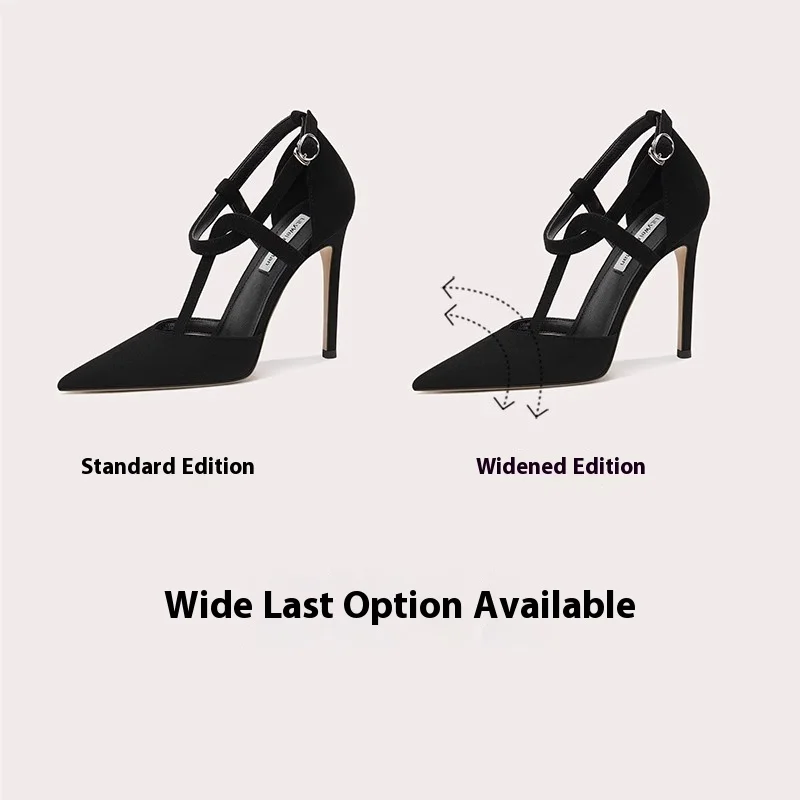 Spring and summer suede belt low-heeled widened single shoes thin high-heeled banquet large size small size women's sandals