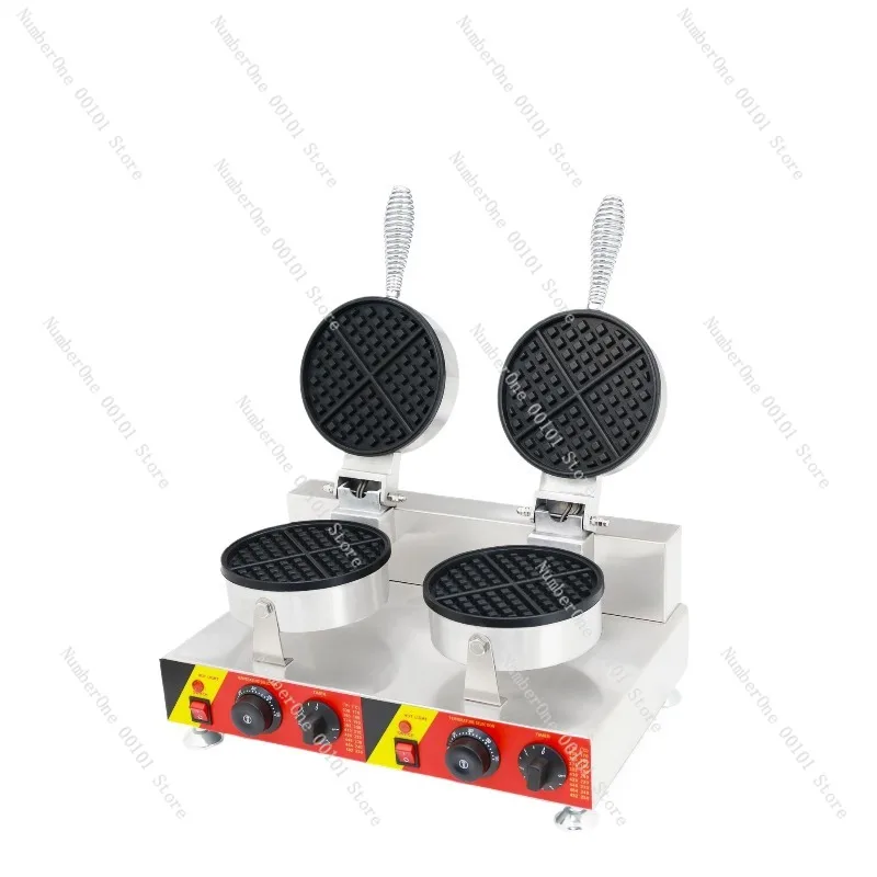 Double Head Waffle Maker Electric Pancake Baker Commercial Grid Waffle Iron Machine Non Stick Heating Plate Breakfast Dessert