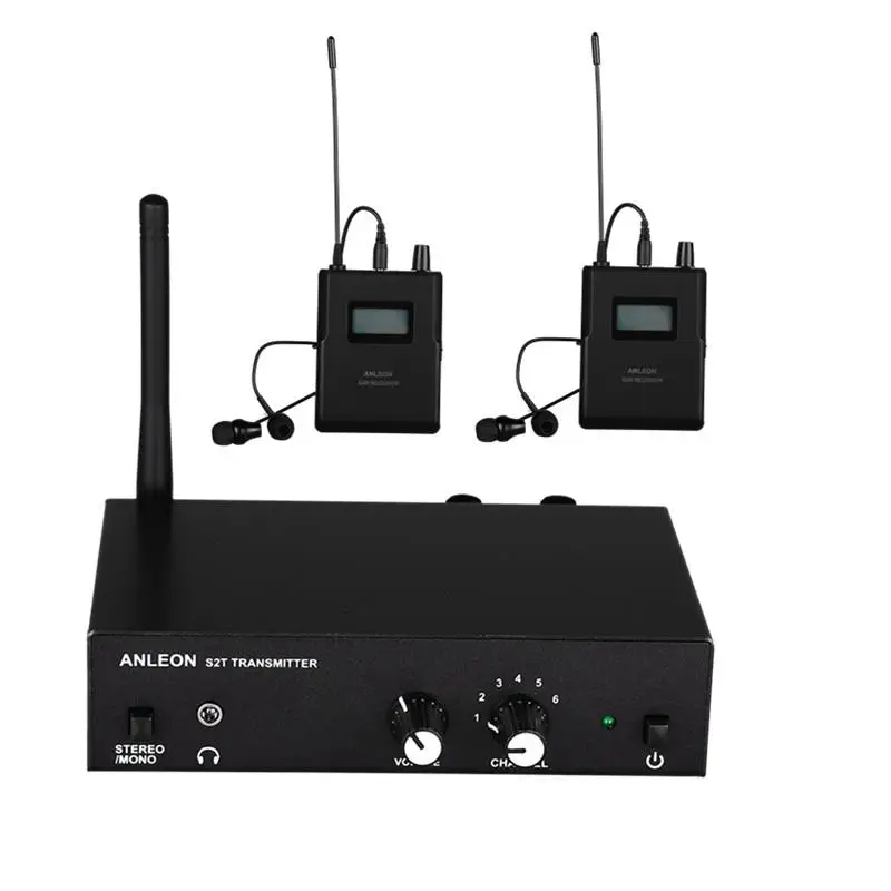 New For ANLEON S2 UHF Stereo Wireless Monitor System 670-680MHZ Professional Digital Stage In-Ear Monitor System 2 Receivers