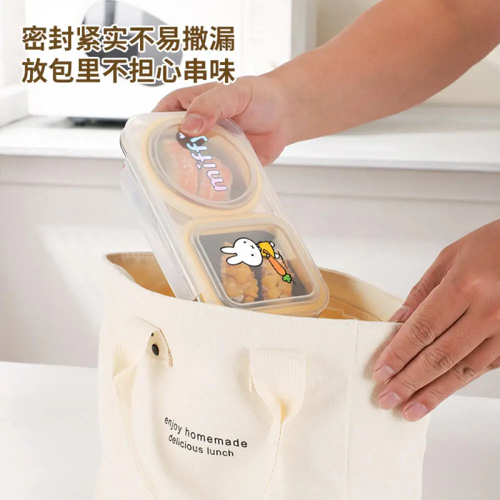 Miffy coelho bonito microondas lancheira fresco mantendo caixa lanche e porca compartimentos refrigerados selado bento caixa