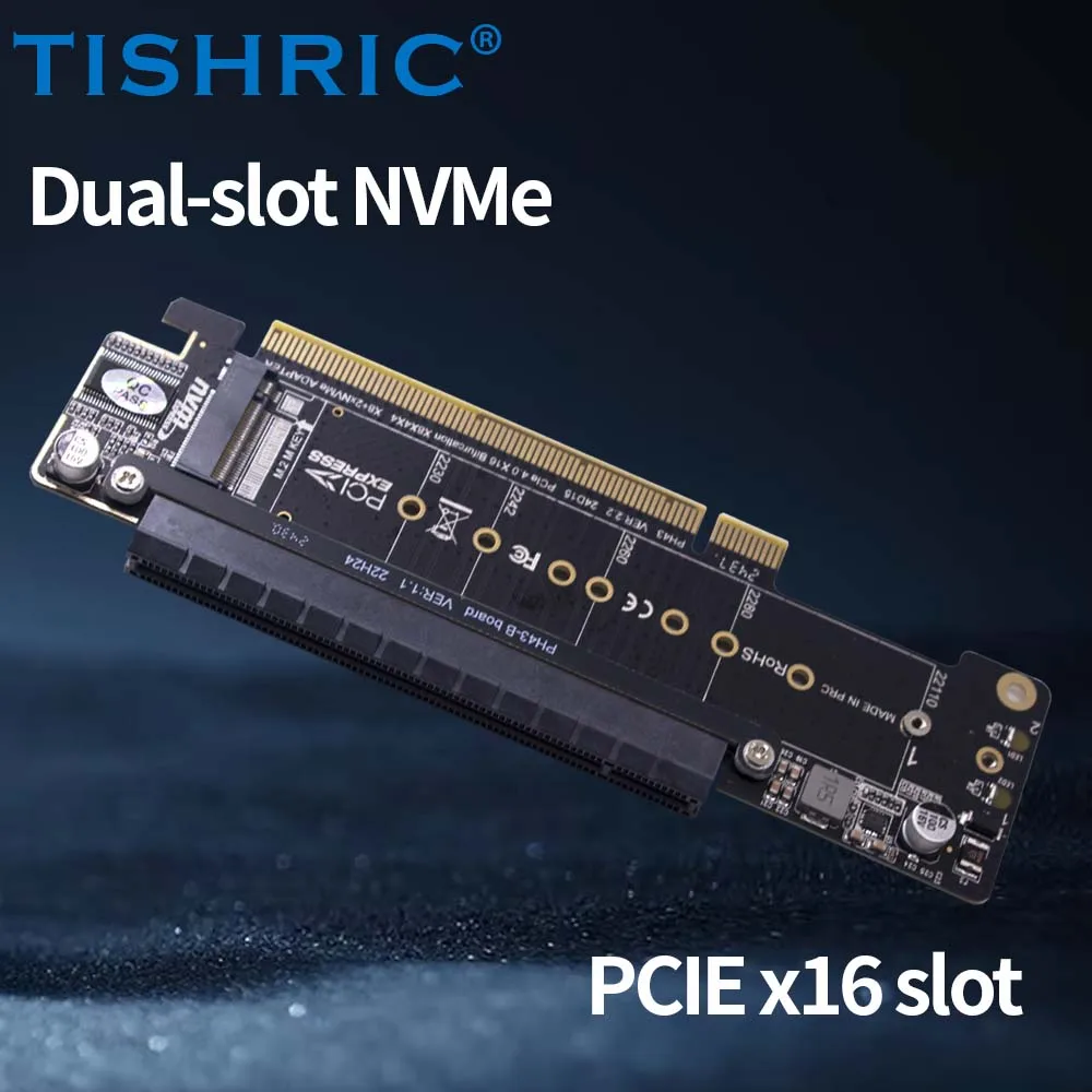 TISHRIC Scheda di espansione divisa Scheda adattatore PCIE 4.0 canali PCIe da X16 a X8 X4 + X4 Supporto scheda divisa Dual M.2 NVMe 2230 22110 SSD