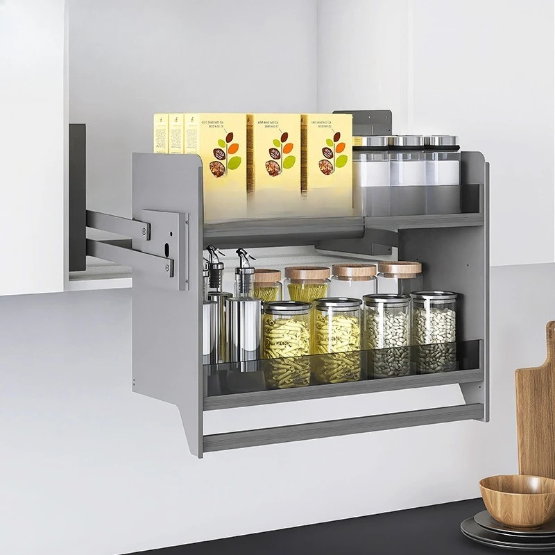 Kitchen Intelligent Lift Hanging Cabinet Pull-down Shelf Electric Voice Seasoning Lifting Basket