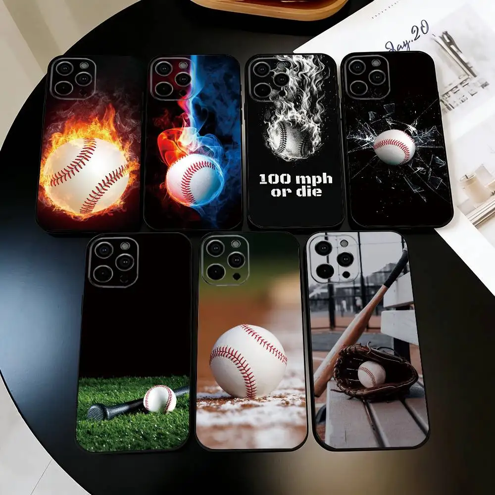 

Baseball Phone Case For iPhone 17, 16,15,14,13,12,11 Plus,Pro Max, Others Soft Black Cover