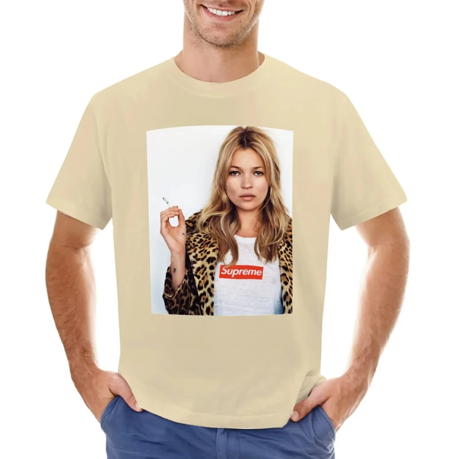 2025 new model High Quality Men's and Women's T-shirts for Men 90_s Super Model FanMask Tapestry Canvas Tribute T-Shirt T Shirt