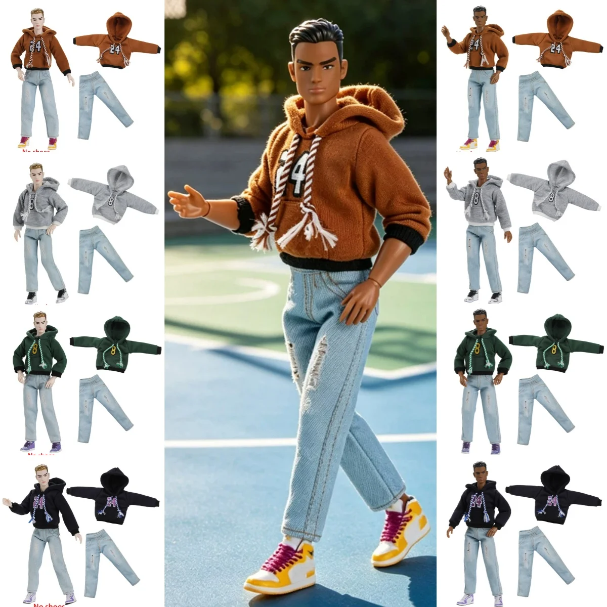 1/6 Muscle Man Supermodel Doll 35cm Joints Movable KEN Man Figure Model Fashion Sports Casual Clothes+Doll Set Collectible Doll