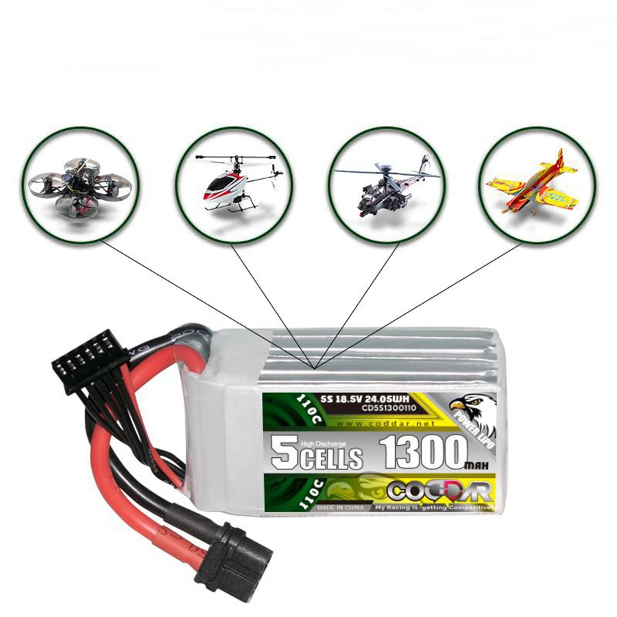 CD5S1300110 1300MAH 5S 18.5V 110C Long Endurance Time-traverser Rechargeable Lithium Battery Pack