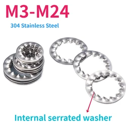 304 Stainless Steel M3 M4 M5 M6 M8 M10 M12 - M24  Internal Toothed Inner Serrated Lock Washer Shakeproof Gasket