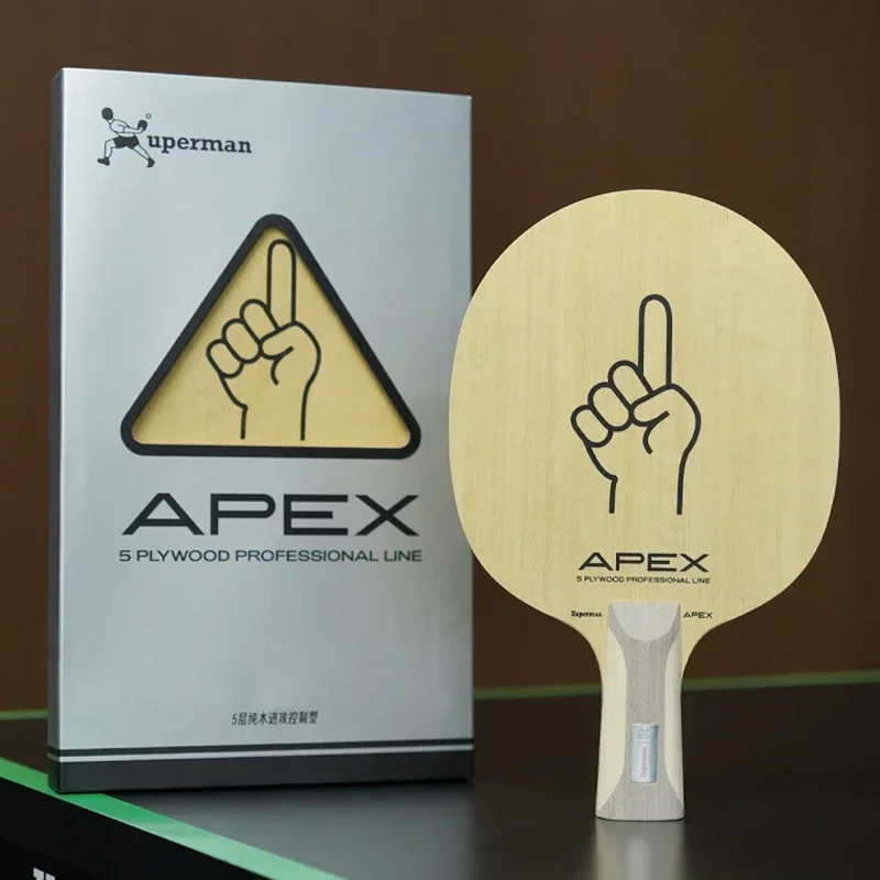 Xuperman APEX 5 PLY Pure Wood Ping Pong Blade Sticky Table-tennis Rubber Sheet with Blue Sponge and Protective Film for Beginner