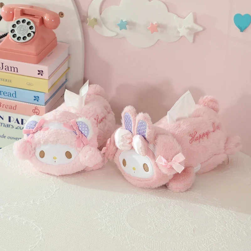 

Cartoon My Melody Tissue Box Napkin Storage Box For Car Seat Paper Container Desktop Paper Holder Japanese Style Car Decor