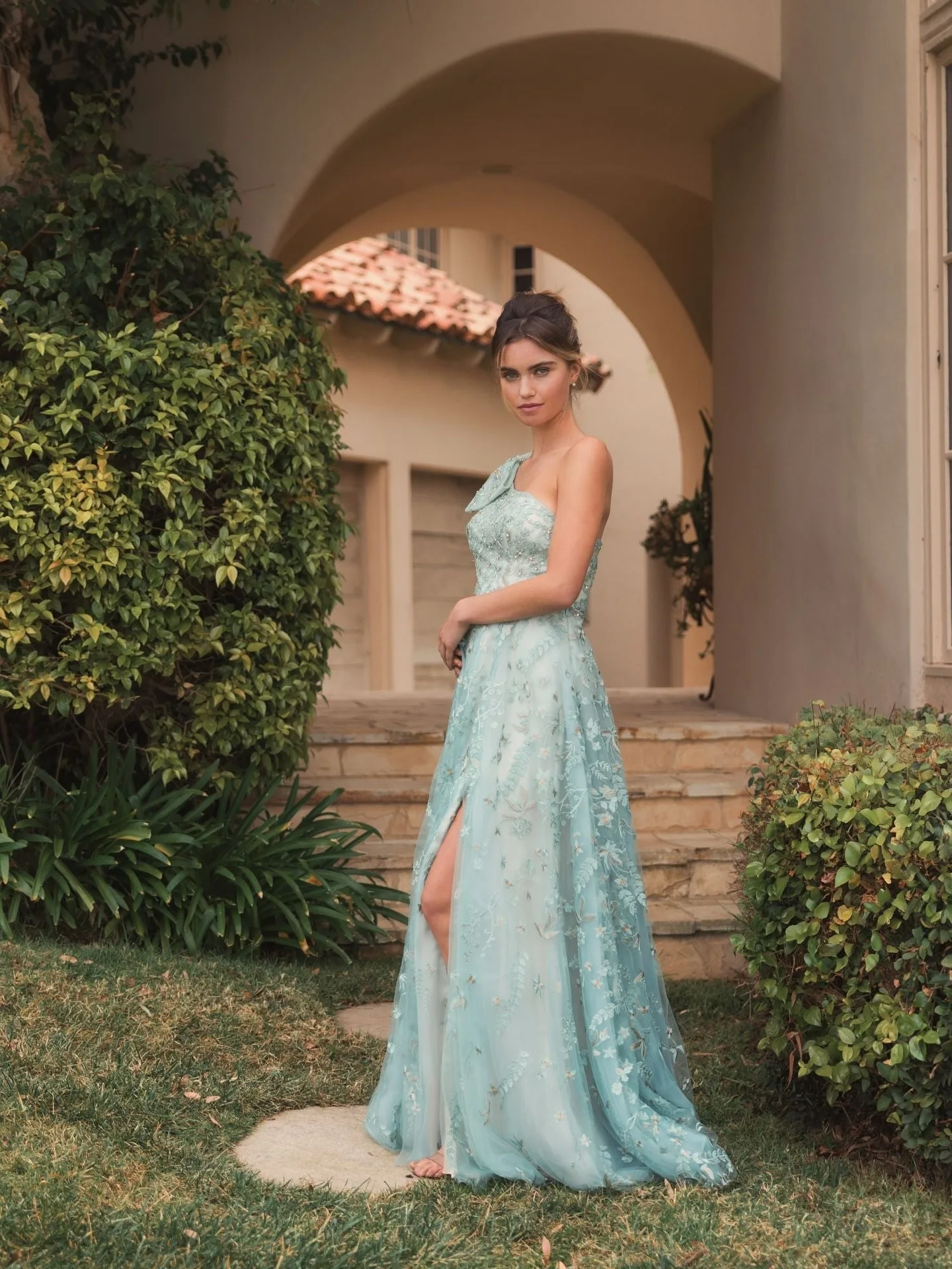 

Evening Dresses A-Line One Shoulder Strapless Appliques Lace Fairy Vintage Prom Dress For Women's Party Customized