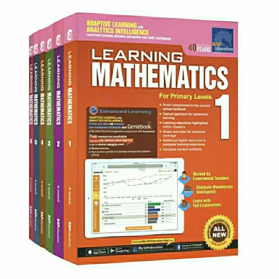 Aprender matemática livro para crianças, 6 livros por conjunto, Singapore Primary School Textbook, aprender matemática, Grade 1-6