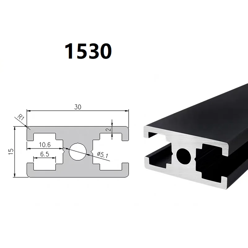1PCS 1530 Aluminum Profile Anodized Extruded 100 150 200 250 300 350 400 450 500 550 600 700 800 900mm Length for CNC 3D Printer