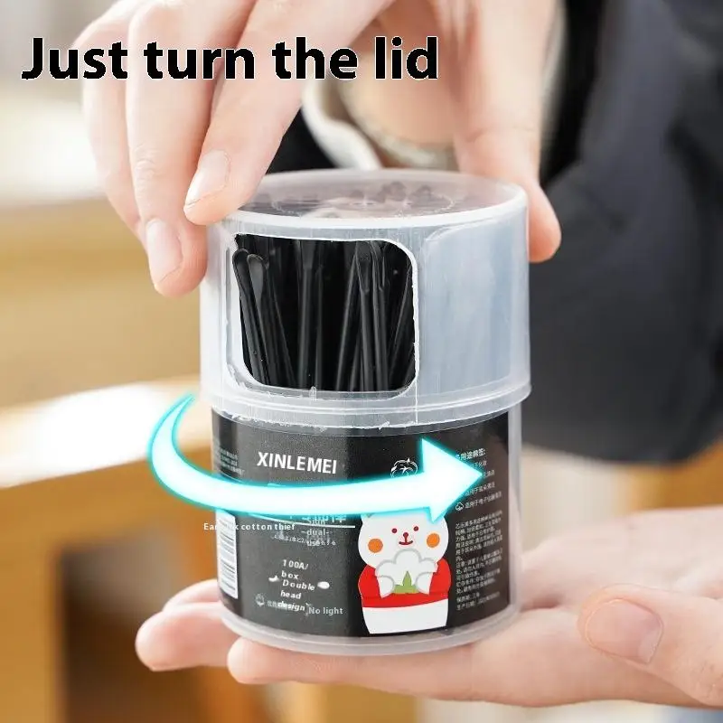 100 قطعة فرش رمش المتاح مسحة 2In1 أعواد قطنية الأذن مغرفة المزدوجة الرأس وظيفة لوحة قطن الأذن تنظيف إزالة ماكياج #1