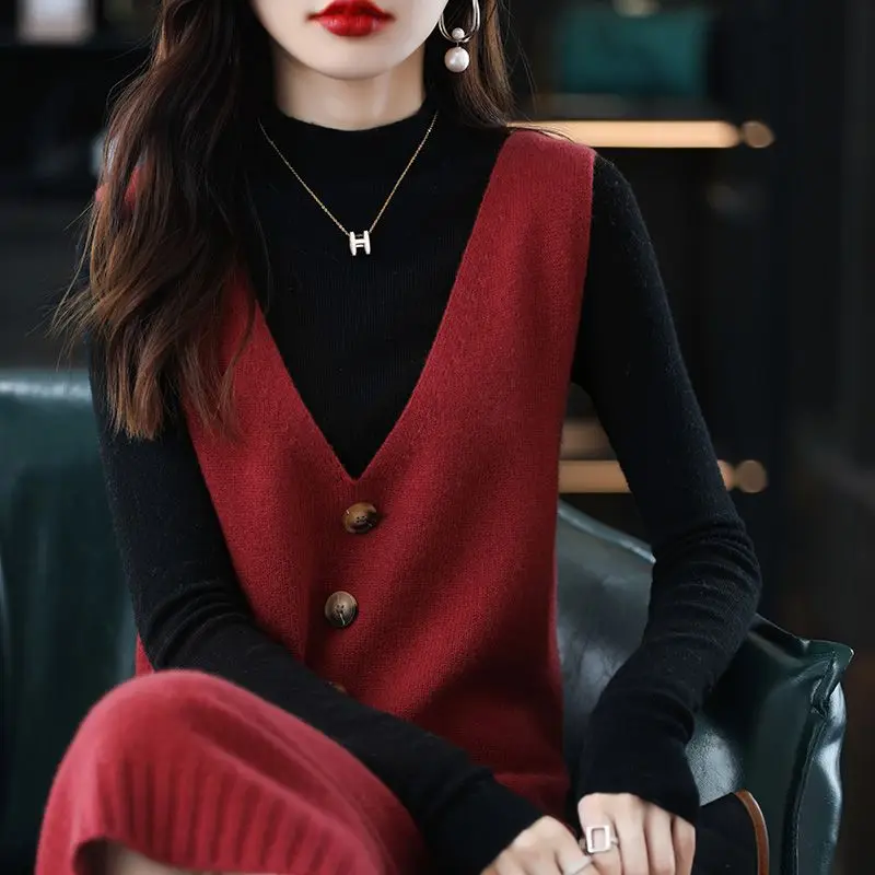 Knitted Sleeveless Dresses For Woman Party Wedding Womens Autumn Quarter-Zip Closure Workwear Slim-Fitting Pattern Tonal Printed