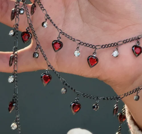 0,5/1 m Gun Schwarz Rot Strass Anhänger Kupfer Kette Dark Series Kette DIY Halskette Kostüm Schmuck Machen Zubehör – Detail 4