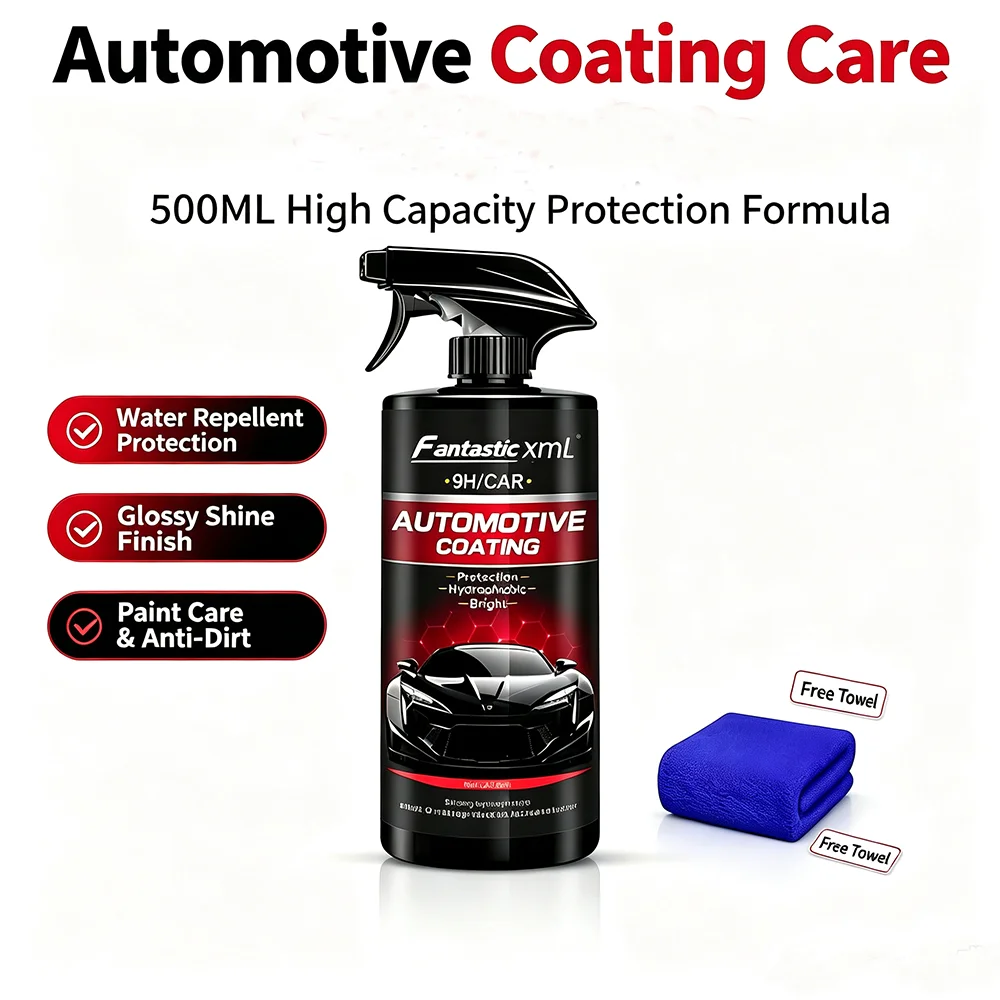 FantasticXml 500ML Automotive Anti-Aging Keramikbeschichtung mit 9H Nanometer Flüssigglasbeschichtung, kristallähnlicher Oberfläche, hydrophob und wasserabweisend, schützt und verbessert die