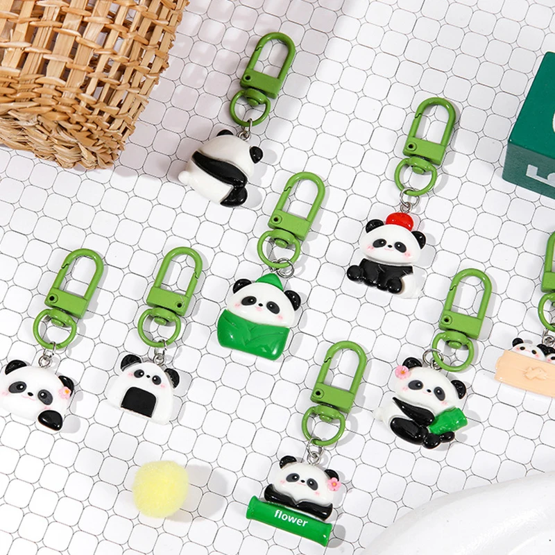 Cute Cartoon Panda Keyring Lovely Animal Keychain Car Key Holder School Bag Pendant Backpack Decoration Couple Gifts