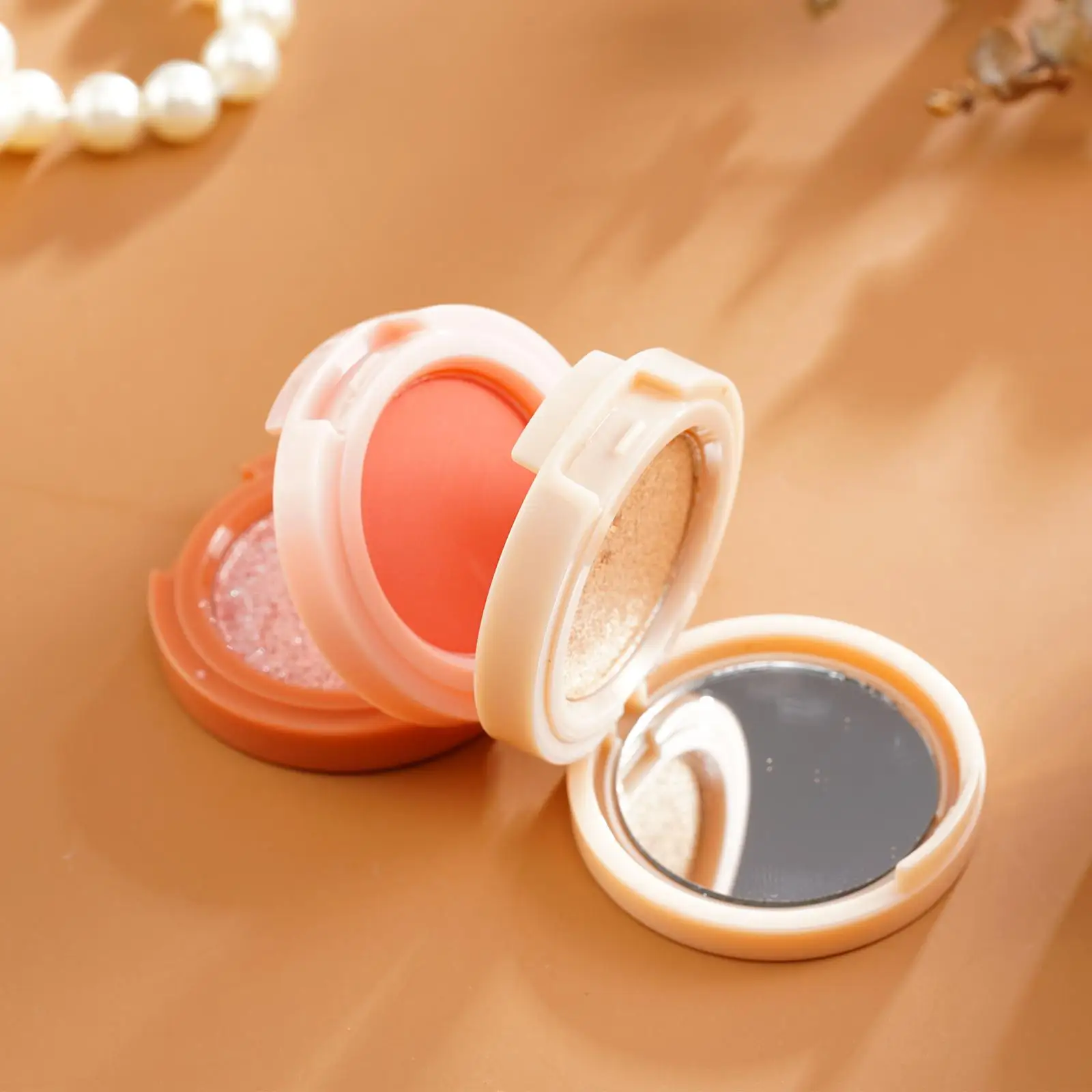 3 Trong 1 Cao Cấp Bột Bảng Viền Bronzer Lấp Lánh Phấn Mắt Trang Điểm Ngọc Trai Hàn Quốc Má Hồng Lâu Mặt Đựng Mỹ Phẩm