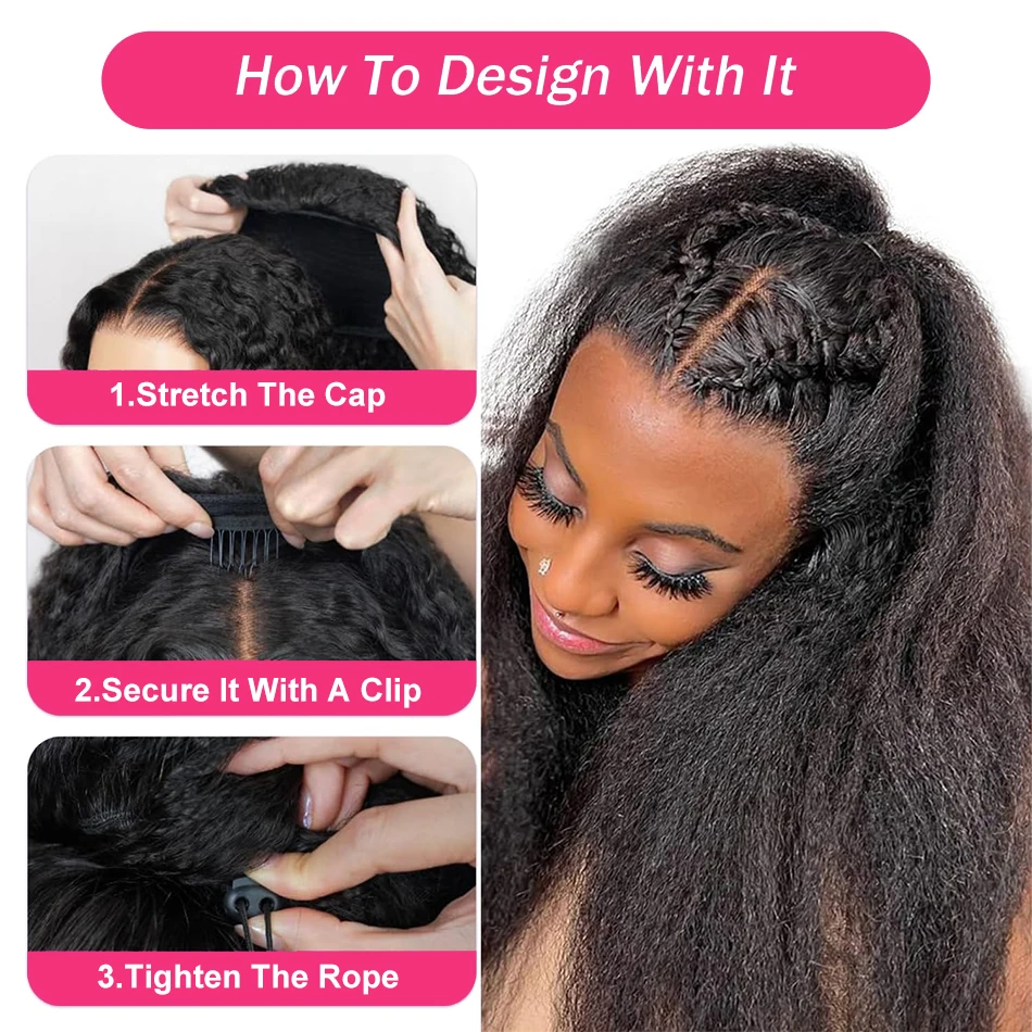 250% キンキーストレート ハーフウィッグ 人毛 3 in 1 シームレス フリップオーバー ハーフウィッグ ドローストリング ストレート すぐに着用できる 黒人女性向け
