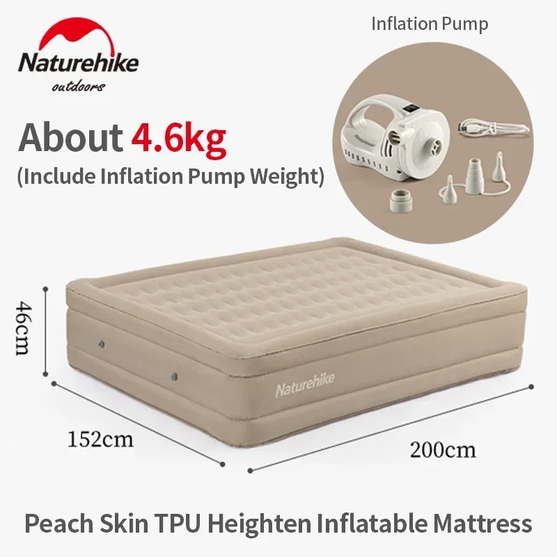 Naturehike Outdoor Camping 45cm Thick TPU Inflatable Pad Portable 2Persons Sleeping Mattress Free Give Air Pump And Repair Bag