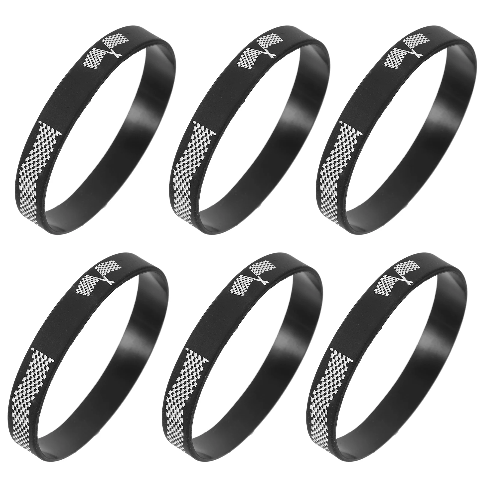 

12 Pcs Checkered Flag Bracelets Wristbands Racing Car Silicone Sports Gifts for Events Parties Fitness Accessories