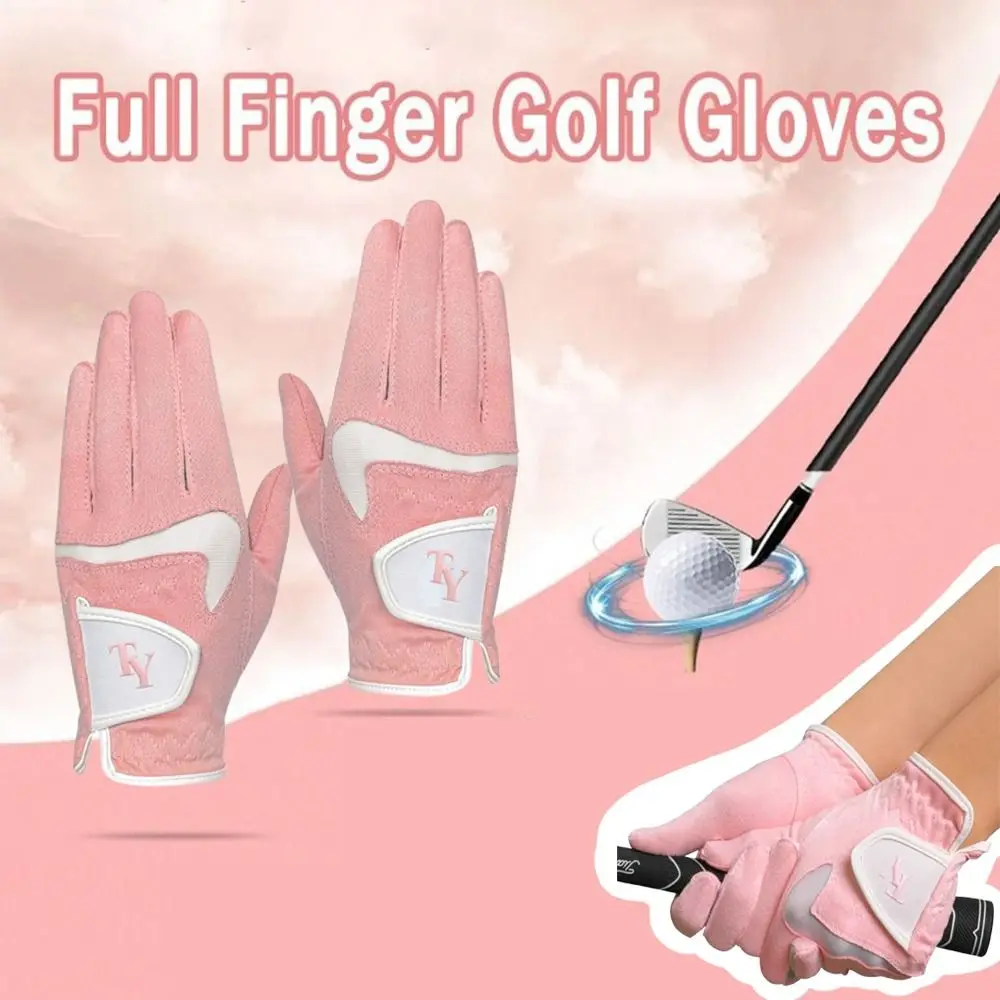 قفازات جولف نسائية عصرية قابلة للتنفس، مريحة وغير قابلة للانزلاق، قفازات جولف كاملة الأصابع، قفازات جولف مرنة وناعمة للرياضات الخارجية #2