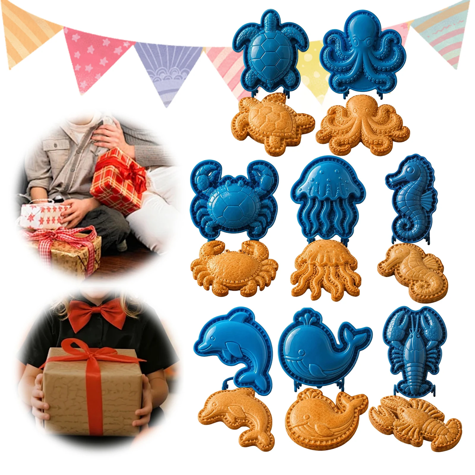 Sea Animal Hand Pie Maker Shapes Ocean Hinged Pie Crust Cutter Pastry Press Baking Mould for Parties Events