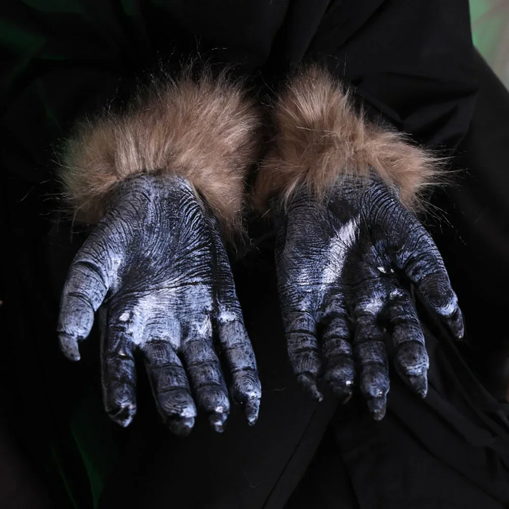 Halloween Wolf Gloves Weirdo Black Wolf Beast Simulated Nails Claw Werewolf Cosplay Costume Hand Paw Scary Props