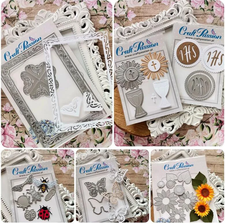 Piggy Craft metal cutting dies cut die mold IHS letter host flower frame Scrapbook paper craft knife mould blade punch stencils