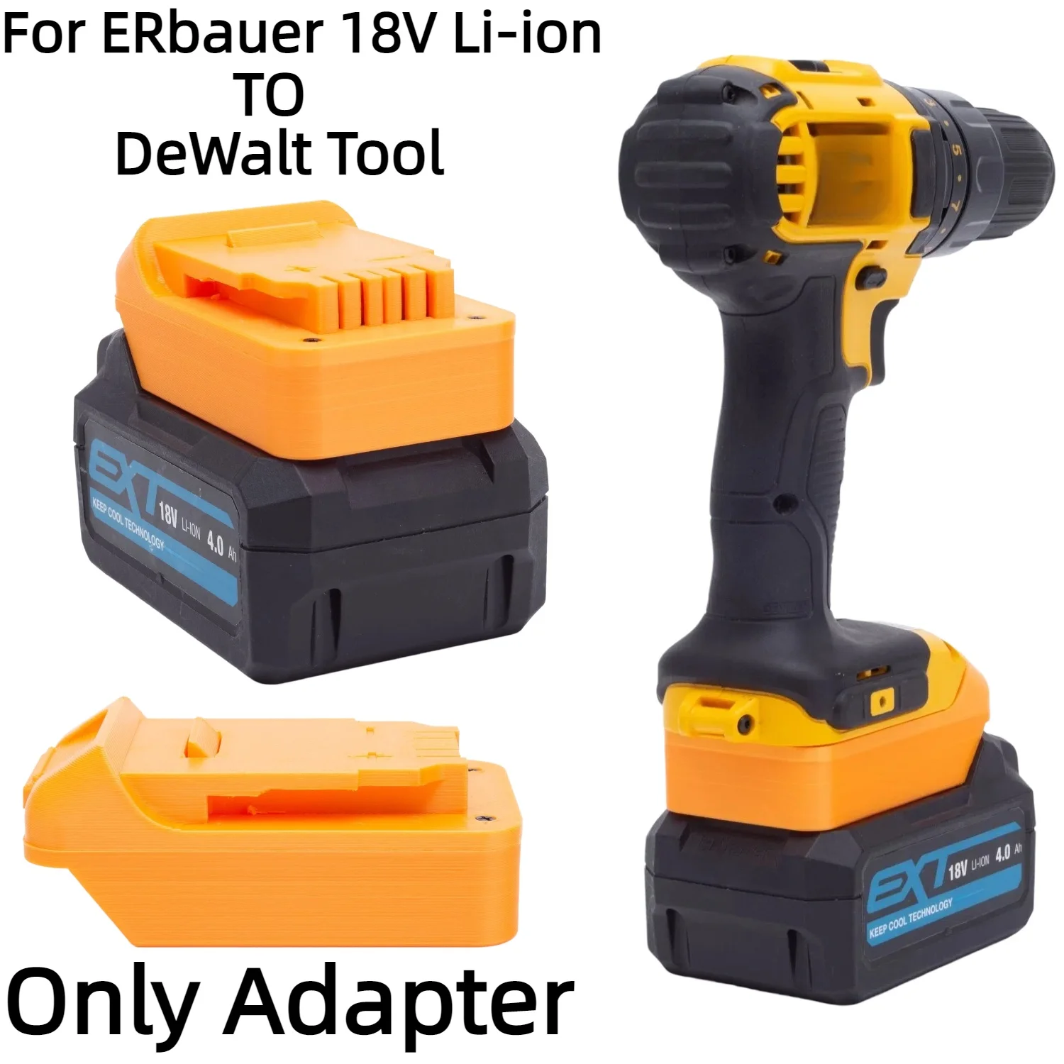 Battery Adapter for ERbauer 18V Lithium Ion Battery Converter TO DeWalt 18V 20V Cordless Drilling Tools Accessory(Only Adapter)