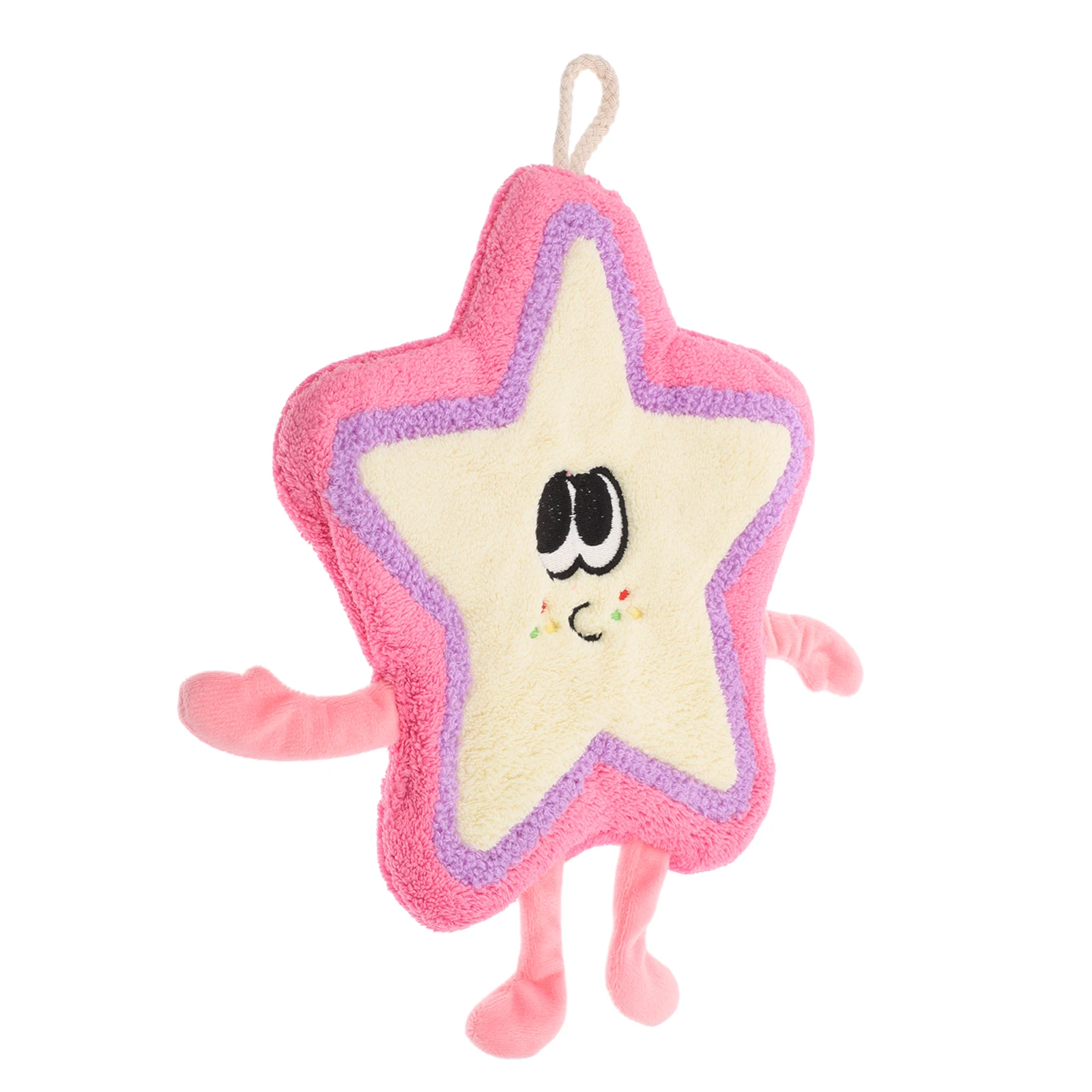 

Hand Towel Thick Absorbent Quick Dry Cartoon Star Shaped Bath Kitchen Polyester Hanging Loop Small Cute Portable Travel Friendly