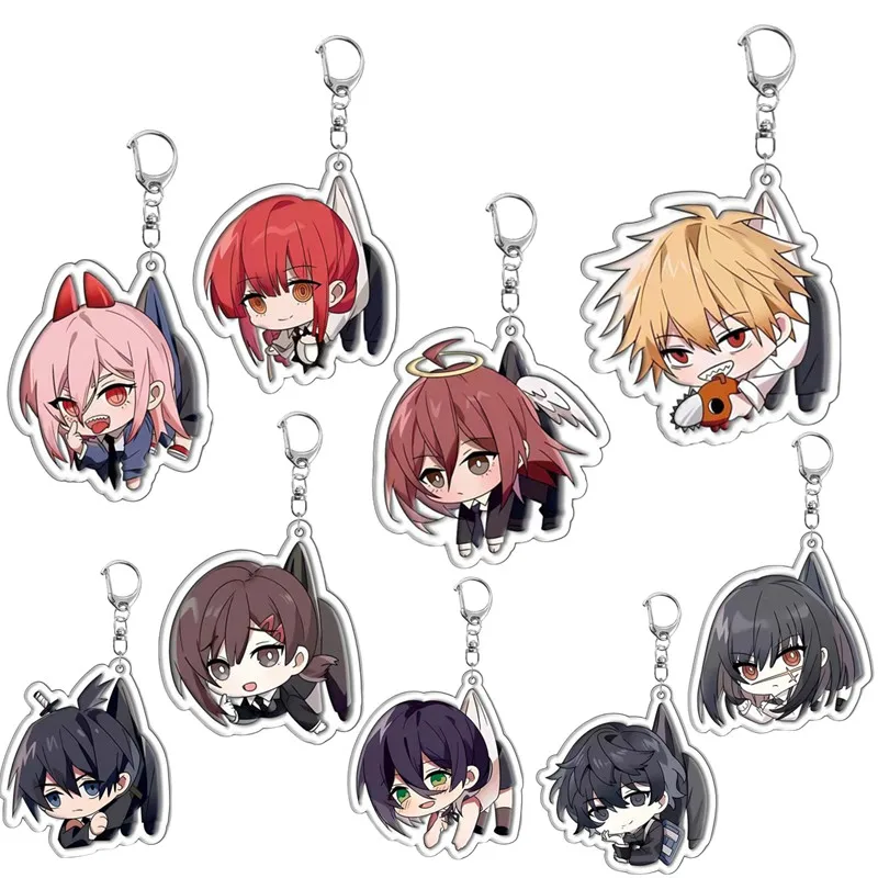 Anime Keychain Chainsaw Man Pochita Makima Cartoon Acrylic Bag Keyring Pendant Accessory