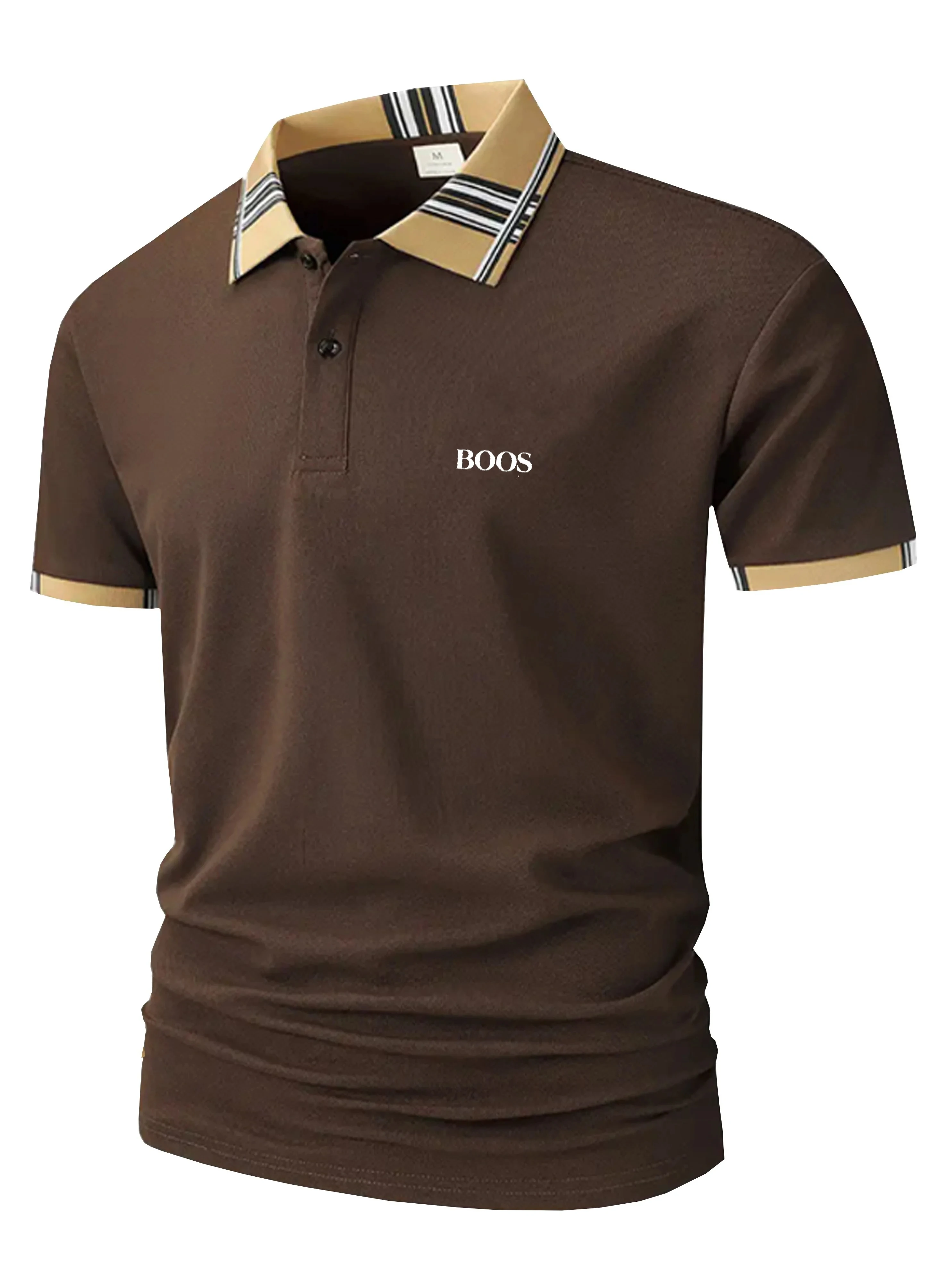 

European men's summer polo, men's embroidered lapel button short sleeved T-shirt, street casual T-shirt