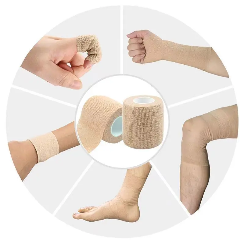 24 Rolls Kindmax Self Adhesive Bandage Beige, Elastic Breathable Sports Non-woven Wrap Finger Tape For Wrist Ankle First Aid