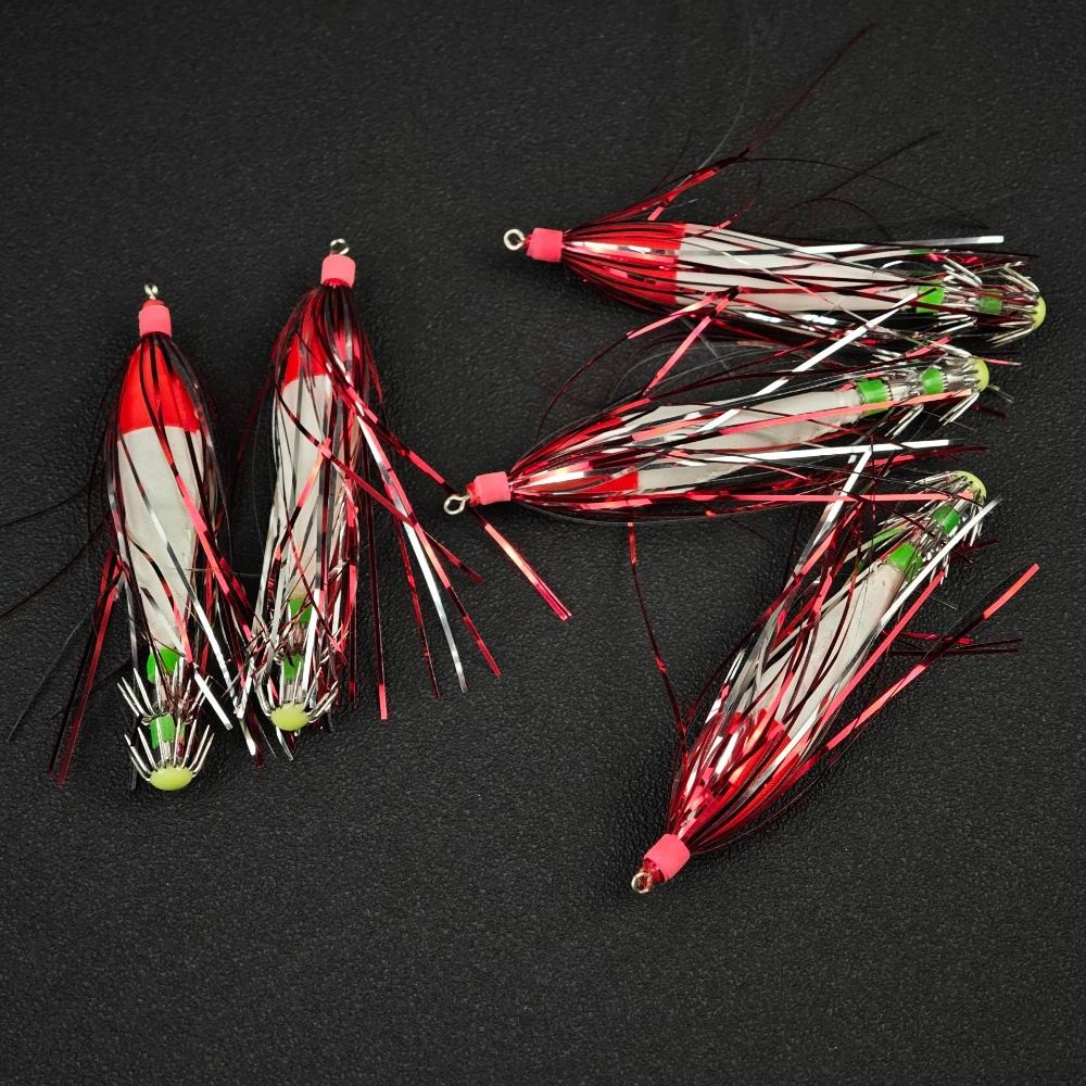 10pcs UV Horizontal Squid Jig Egi Set 10cm Luminous Glow Tinsel Skirt Sea Cuttlefish Octopus Saltwater Boat Fishing Lure Bait gallery 5
