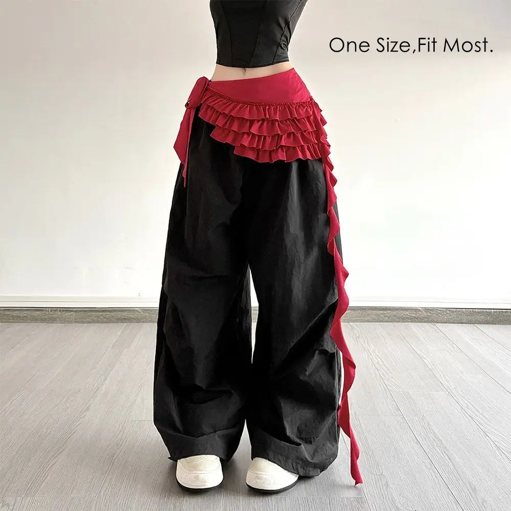 Embroidered Flower Lace Mini Skirt See Through Irregular Lace Up Ruffles Skirt High Waist Y2K Streetwear Butt Curtain