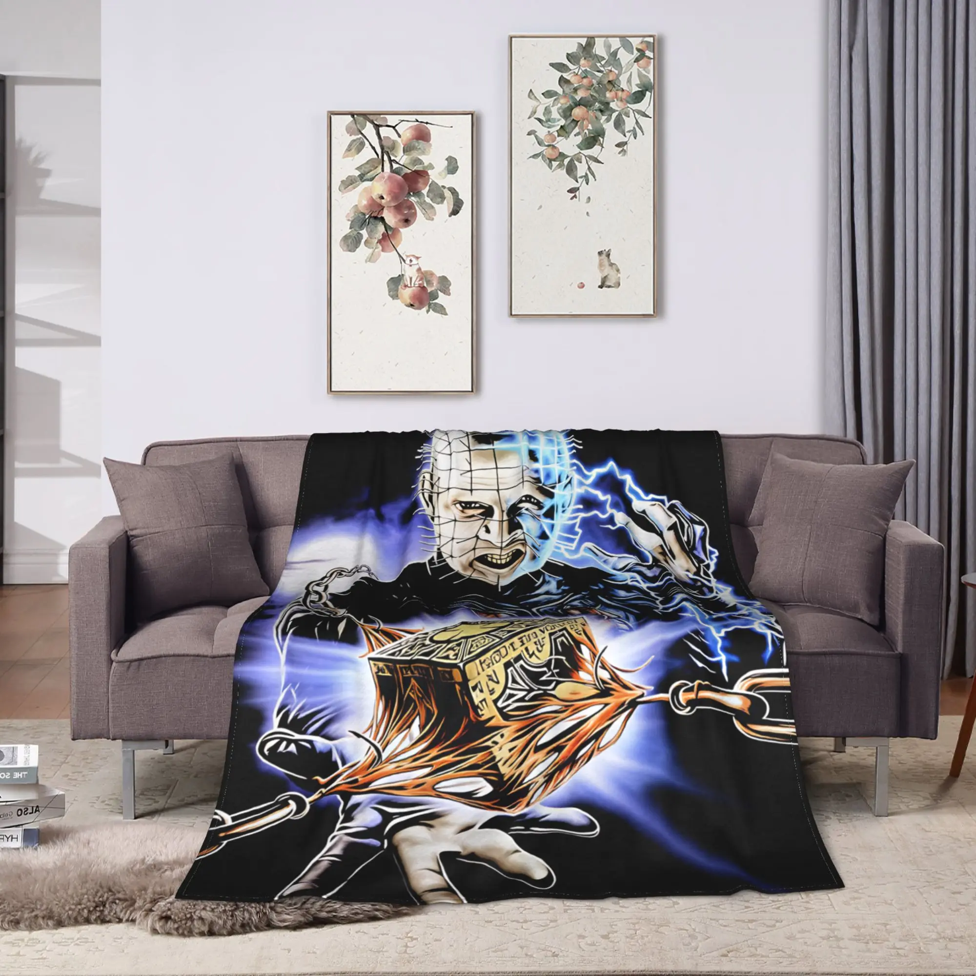 Hellraiser Horror Movie Flannel Blankets  Soft Bedding Throws for Couch Chair Travel Funny Bedspread Sofa Bed Cover