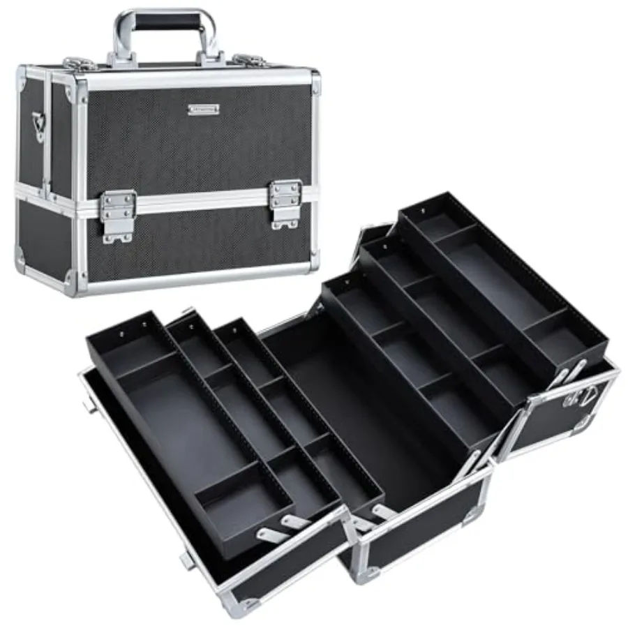 

Makeup Train Case Makeup Case 12.6 Inch Large Cosmetic Box Organizer Travel Storage Professional Make Up Train Carrying Case wi
