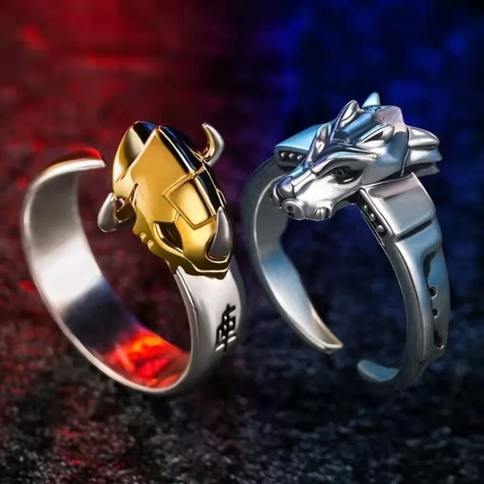 Anime Digimon Digital Monster Ring Garurumon Unisex Cosplay Adjustable Opening Angel Angewomon Rings Accessories Jewelry Gifts