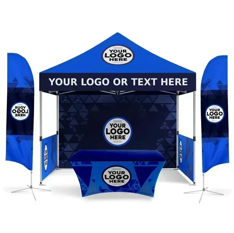 

TB Outdoor Folding Gazebo 10x10ft Advertising Tents Roof Oxford Cloth Portable Sidewall 600D Waterproof Cover Fabric Canopy Tent