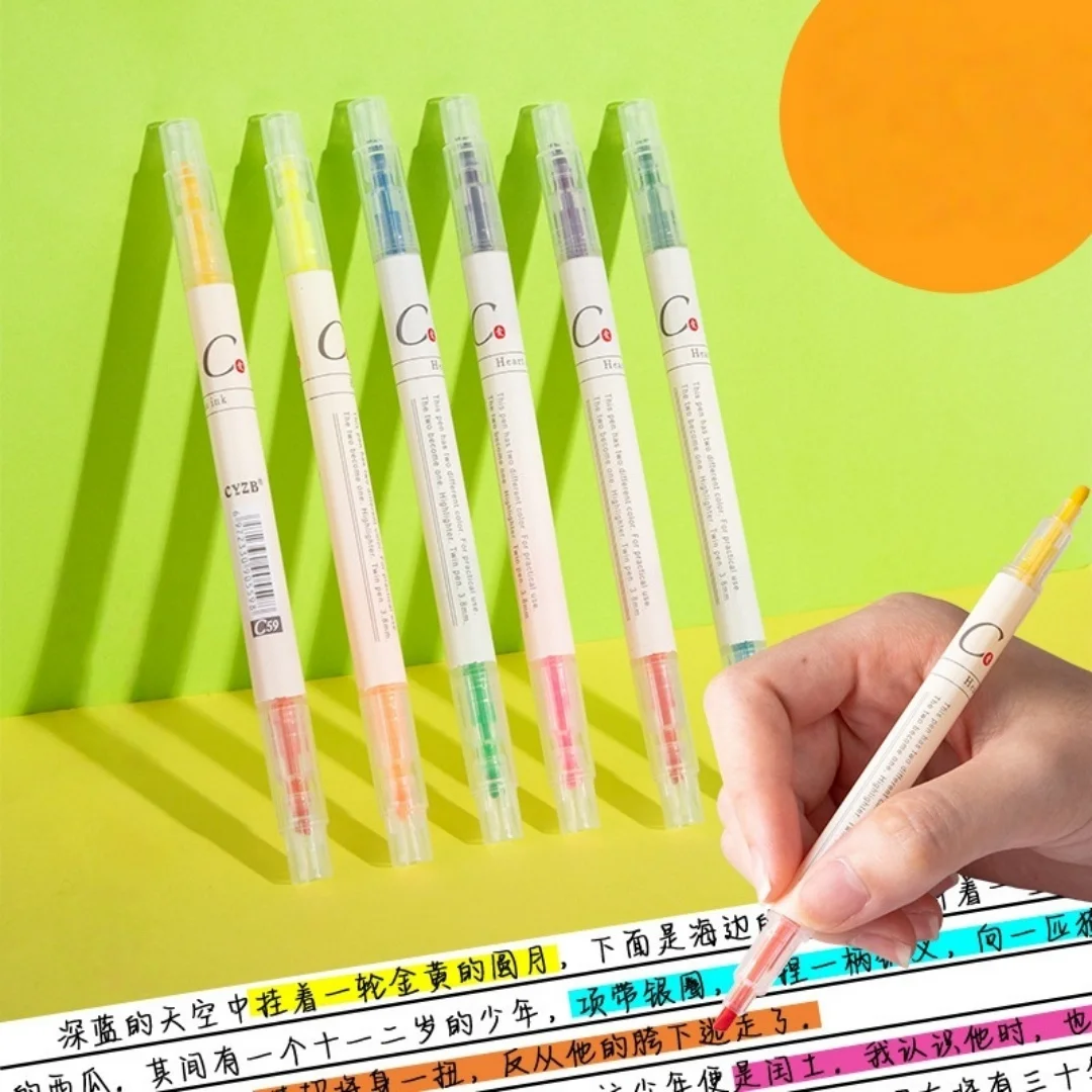 

3Pcs Double-Ended Highlighter Marker Pens, Dual-Tip Magic Color Highlighter Set for Student DIY School Office Stationery