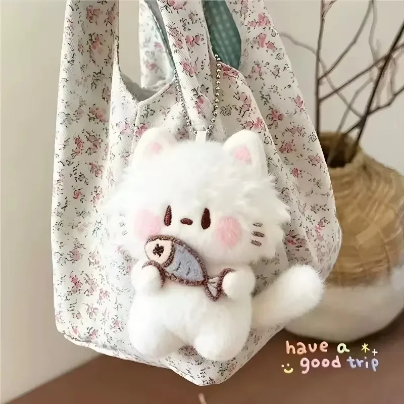 1-10pc Kawaii Kitten Plush Bag Pendant Mini Cat Furry Doll Cartoon Backpack Keychain Charms Soft Animal Stuffed Student Gifts