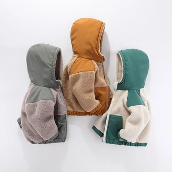 2025 neue Herbst Winter Jungen Jacke Warme Fleece Baby Mantel Fashion Zipper Mit Kapuze Kinder Oberbekleidung 1 2 3 4 5 6 7 jahre Kinder Kleidung
