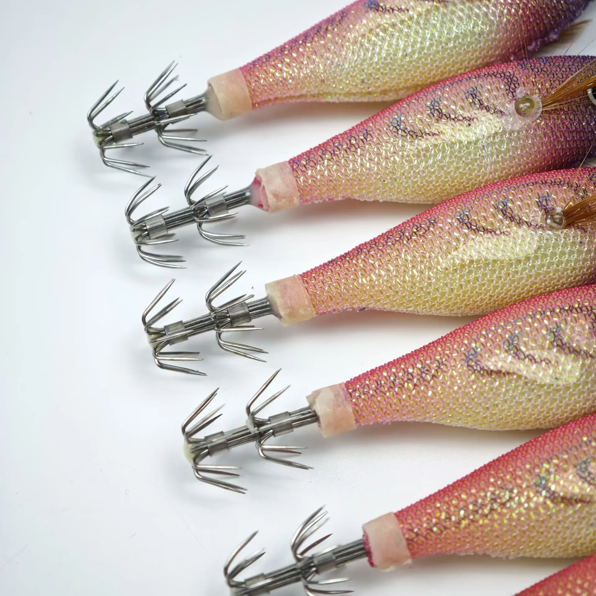 7 Stück/Set 9cm Leuchtender Tintenfisch-Jig-Haken, Angelköder für Garnelen, Leuchtende Garnelen-Jigs, Tintenfisch-Oktopus-Angelzubehör – Detail 3