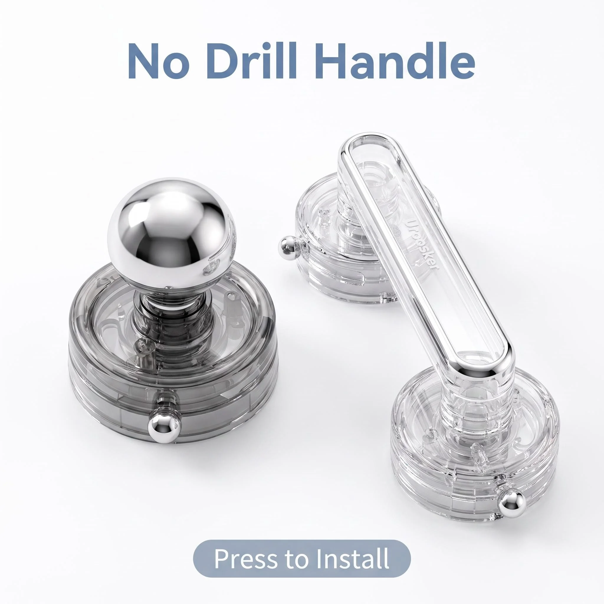 No-Drill Suction Cup Glass Door Handle 2 Styles Transparent/Black Acrylic Pull Grip for Bathroom Sliding Door Fridge Cabinet