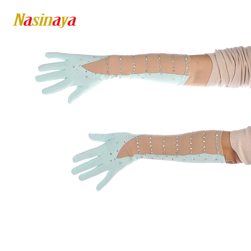 Figure Skating Rhythmic Gymnastics Children's Long Sleeve Adult Polyamide Fabric Competition Shiny Rhinestone Gloves