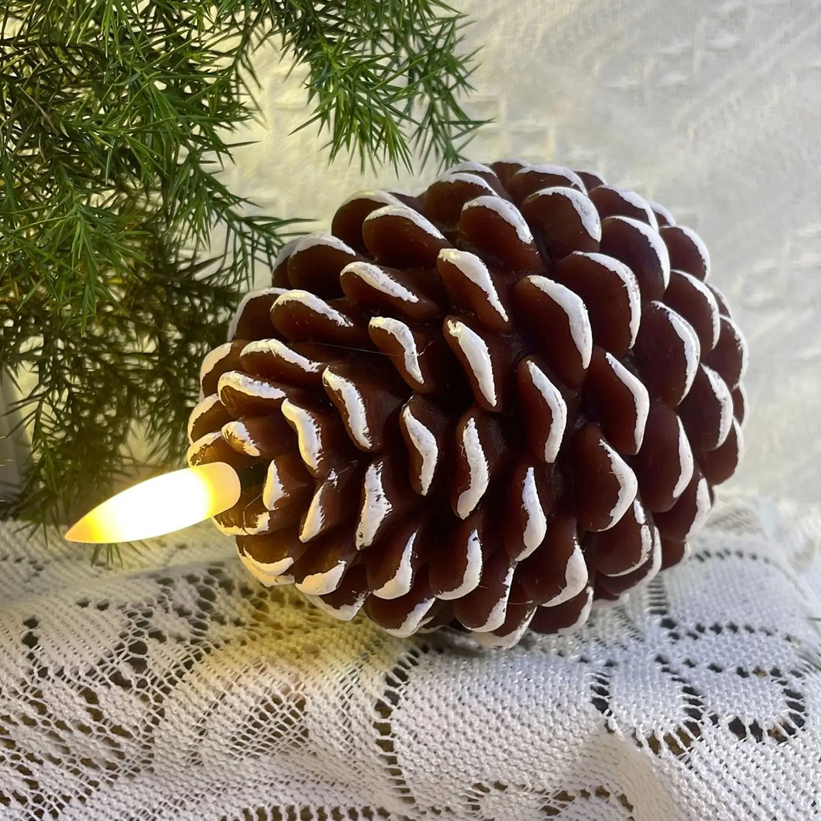 Velas de pinha sem chama, velas led de pinha, cera falsa para natal, lareira, janela, sala de estar, mesa, quarto