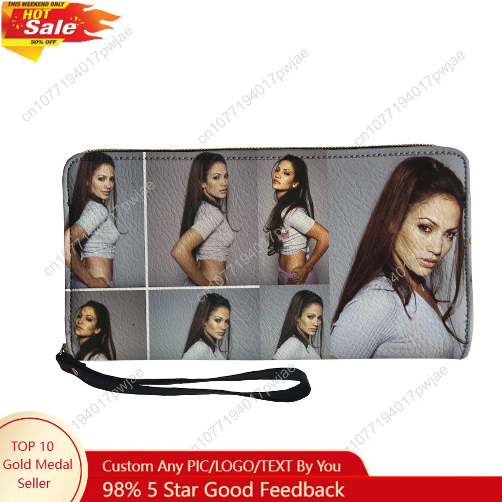 

Jennifer Lopez Custom Wallet Purse Dance Singer Mens Womens Teenagers Zipper Long Wallets Double Print Portable Wallet Gift Bag